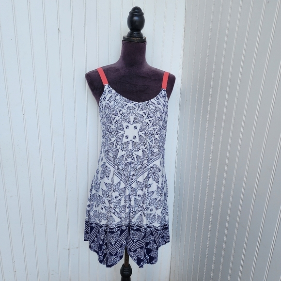 Apt 9 Intimates Paisley Geo Print Chemise Nightgown Lingerie Dress Navy Coral M - Picture 1 of 10